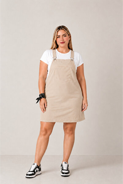 FREYA MODA Plus Size Salopet Gabardine Dress