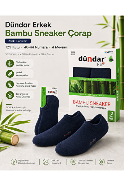 Dündar 12-Pack Men's Bamboo Sneaker 4 Season Breathable Soft Sports Shoe Socks