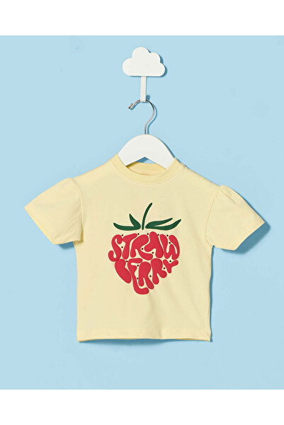 REDTAG Infant Girls Yellow Printed T-shirt
