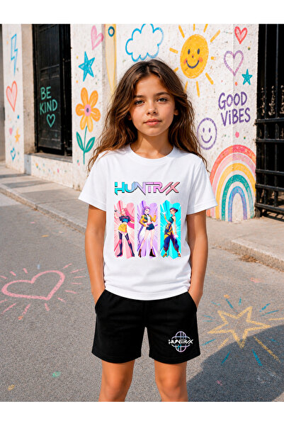 STİL-X Huntrix K-Pop Demon Hunters Printed Girls' Shorts Set, Breathable Soft...