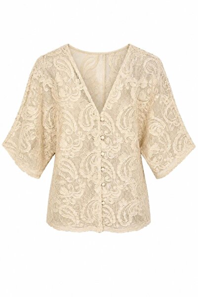 elif teke Elit Embroidery Blouse Cream