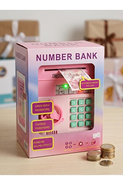 Hensa Store Akıllı ATM Kumbara Şifreli Kasa Pembe