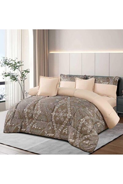 mingle Double Summer Quilt with Fringes 6 Pieces-200*200-Nefir Summer Quilt S...