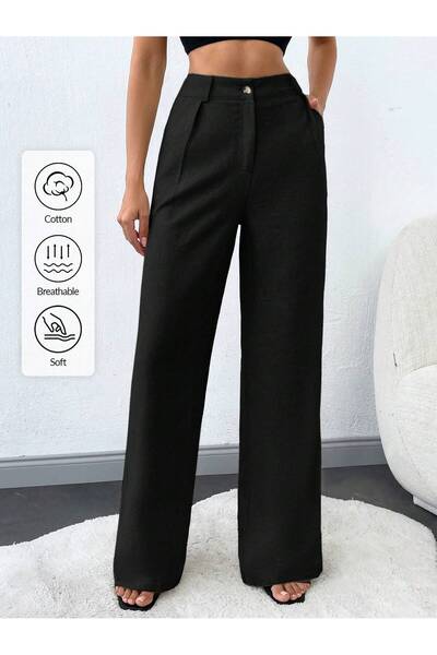 tuzu moda KETEN PANTOLON BORU PAÇA KETEN PANTOLON