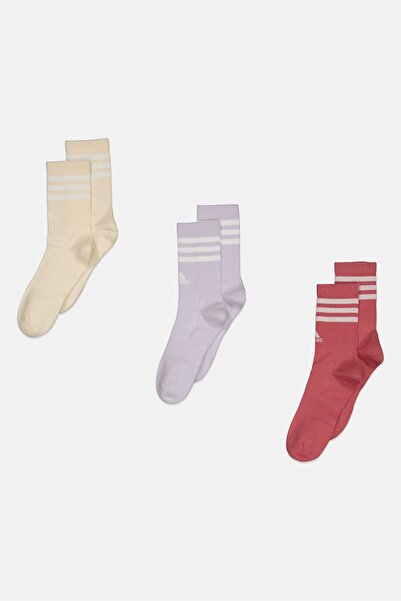 adidas Women 3 Pieces Brand Logo Socks, Lavender/Cream