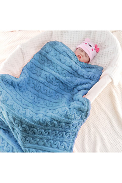 Choice5 80x100cm Blue 1 Piece Baby Plush Blanket Swaddle Blanket Super Soft a...