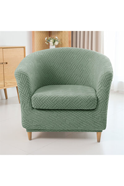 choice2 A4 Green 2pcs/set Jacquard Club Tub Chair Cover with Cushion Cover El...