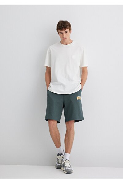 Mavi Logo-Printed Regular Waist, Slim Straight-Leg Shorts.
