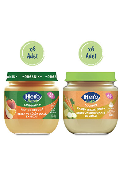 Hero Baby org karışık meyve*6 gourmet karışık sebze*6