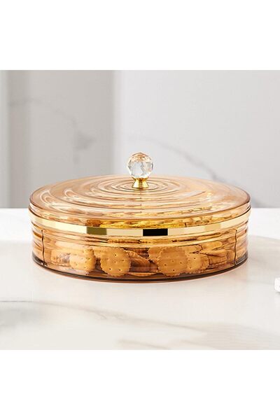 Arabest Snack Tray Divided Serving with Lid 4 Compartment Round
