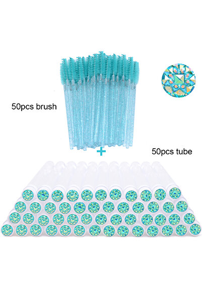 Choice10 50pcs mint green Z 50Pcs Eyelash Brush Tubes With Crystal Lash Masca...