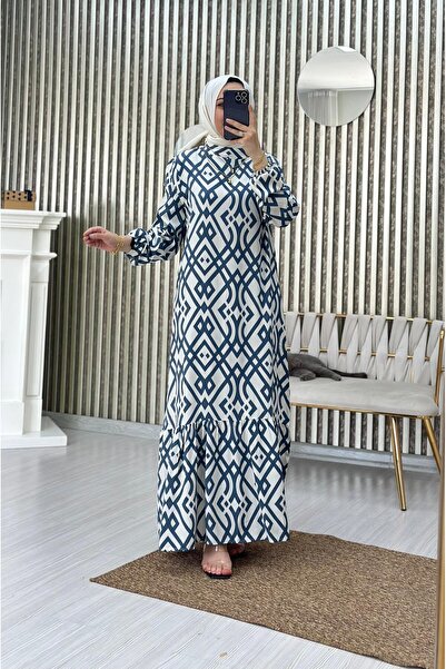 Moda Krash KARE DESEN VİSCON YAZLIK ELBİSE