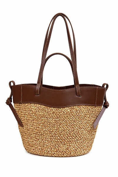 MaVaux Polen Straw Shoulder Bag with Leather Detailing, Stylish Design, Large...