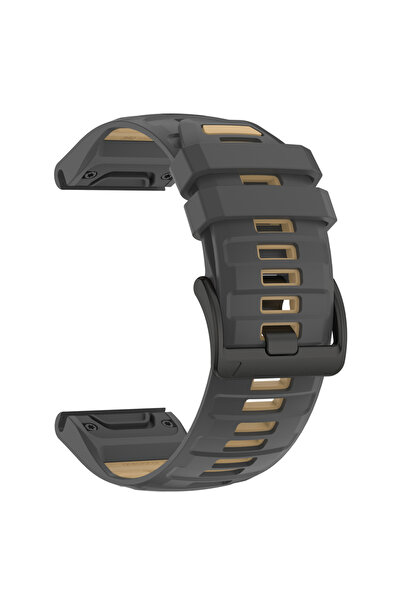 choice2 حزام ساعة رياضي من السيليكون QuickFit 22 مم بلون رمادي غامق كاكي، مقا...