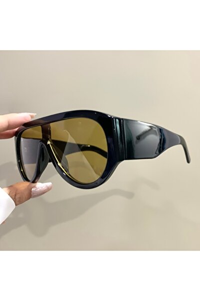choice2 Black tea Retro Oversized Pilot Sunglasses Women Fashion Luxury Big F...