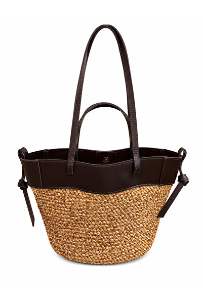 MaVaux Polen Straw Shoulder Bag with Leather Detailing, Stylish Design, Large...