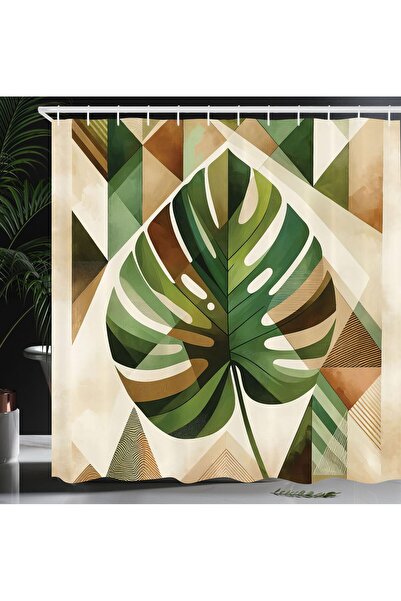 OEM Perdea de duș Monstera din material textil, decor pentru baie, 175 x 200 ...