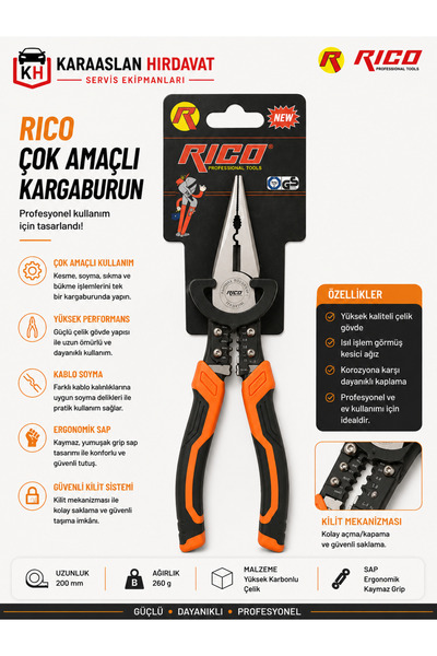 Rico 180mm Multifonksiyonel Kablo Sıyırma Kargaburun