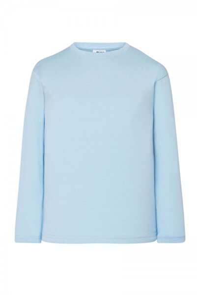 JHK Tricou cu mânecă lungă pentru copii, 100% bumbac, Sydney, albastru ciel