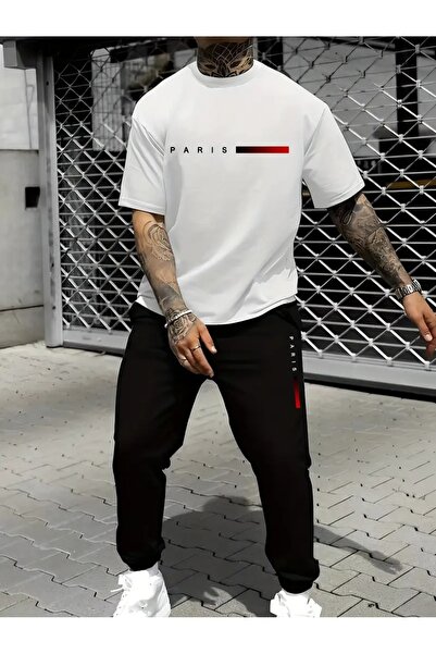 puolikuu Men's Oversize Tracksuit Set Mixed Printed T-Shirt - Tracksuit