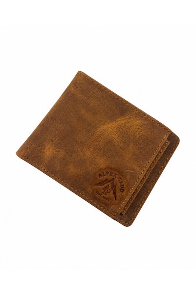 AlphaClub Bag Men's Genuine Leather Tan Wallet and Card Holder