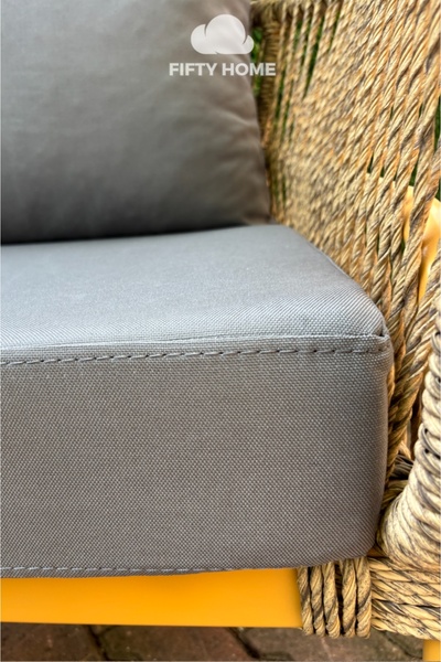 Fifty Home 1 Piece Garden Balcony Rattan Sofa Bottom Seat Cushion Cover – Water Repellent, Fade Resistant, Zippered, Custom Made