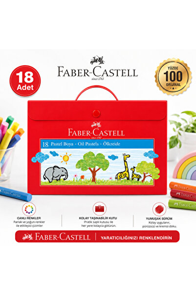 Faber Castell Faber-Castell 18 Renk Pastel Boya Seti Plastik Çantalı Saplı Ku...