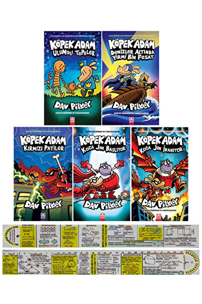 Altın Kitaplar Köpek Adam 10-11-12-13-14. Kitaplar Set Dav Pilkey + Özel Cetvel