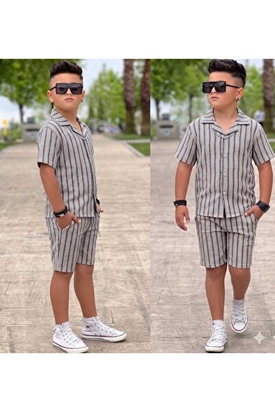 Ütk kids Boy's Summer 2-Piece Linen Set Shirt+Shorts