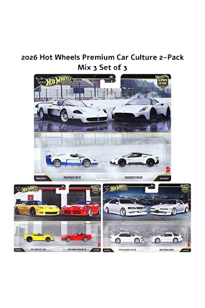 HOT WHEELS Premium Car Culture 2'Li Set Toyota Chaser Jzx100 Supra Corvette Z...