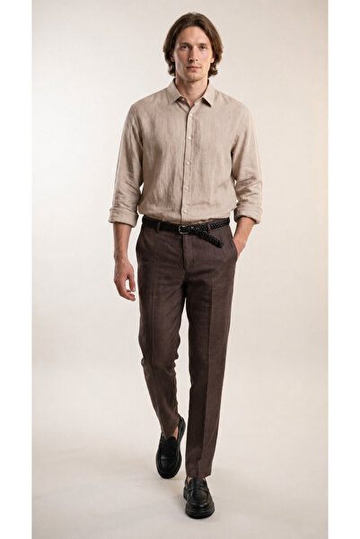 %100 Keten Yazlık Erkek Slim Fit Pantolon