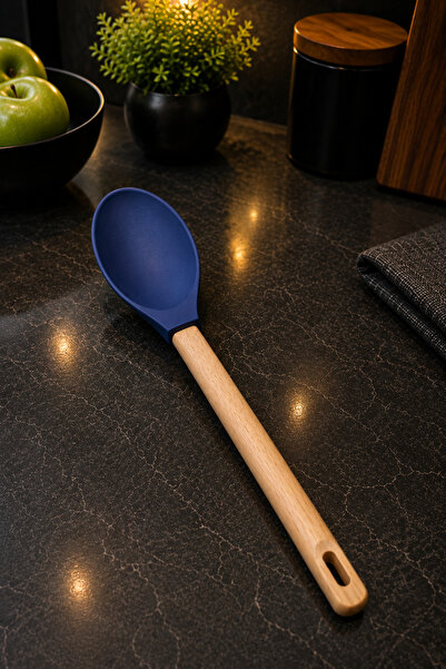 Penguen Wooden Handle Silicone Spoon – Heat Resistant Fireproof Kitchen Spoon...
