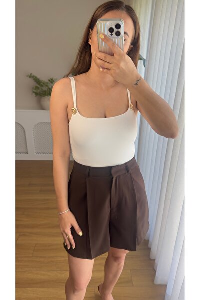 Butikrenginyılmaz Metal Aksesuarlı İp Askılı Çıtçıtlı Body Bodysuit