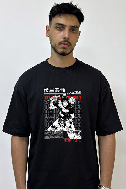 Anetos Toji Fushiguro Design Printed Oversize Black T-Shirt