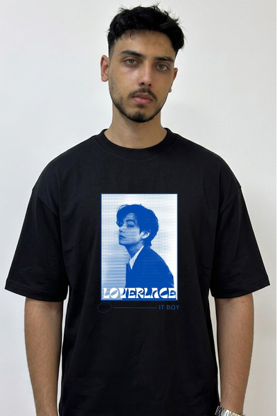 Anetos V Bts Design Printed Oversize Black T-Shirt