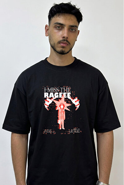 Anetos Bagiran Is Adami Design Printed Oversize Black T-Shirt