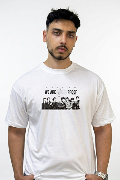 Anetos Bts Kpop_4 Design Printed Oversize White T-Shirt
