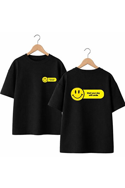 playwear Start Your Day Back and Front Chest Printed 100% Cotton Oversize Loo...