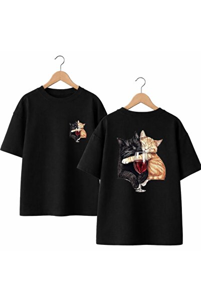 playwear Serb Cat Printed on the Back and Front Chest, 100% Cotton Oversize L...