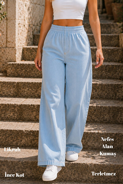 CEDY DENIM Letnje tanke tkanine bez džepova, visokog struka, elastične likra ...