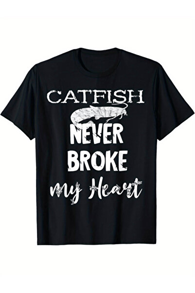 NOURAM Catfish Never Broke My Heart Graphic T-Shirt | Casual Tee with Distres...