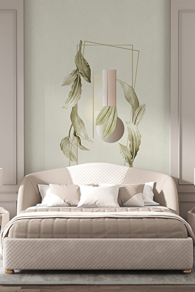 dreamwall Çerçeveli Yaprak Desenli Soft Tek Parça Tekstil Duvar Kağıdı