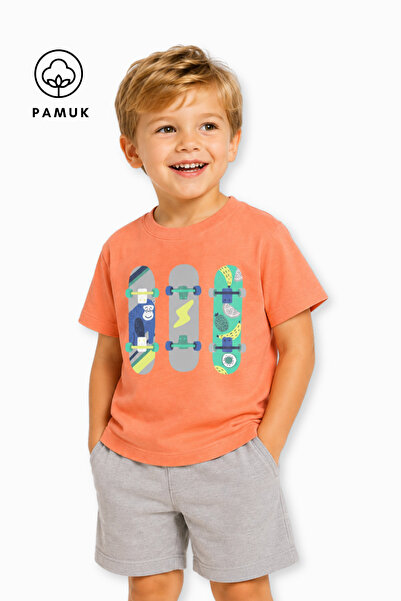 difa kids Letnja majica za dečake sa kratkim rukavima i ležernim printom skej...