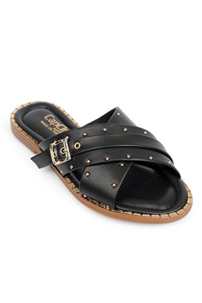Capone Outfitters Papuci de damă cu aspect metalic, cu toc scurt și curea înc...