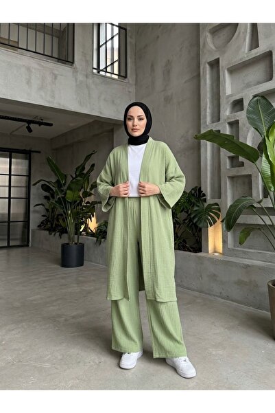 Foremia Long Cardigan Trouser Suit-Mint