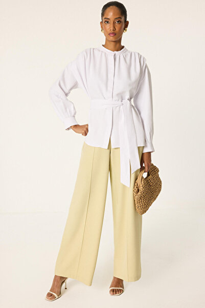 Touché Privé Belted Detailed Pleated Shirt
