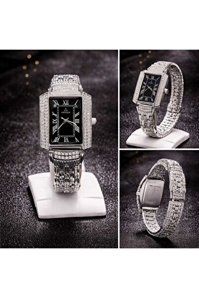 FITRON Luxury Women’s Crystal Watch Silver Bracelet Elegant Roman Dial