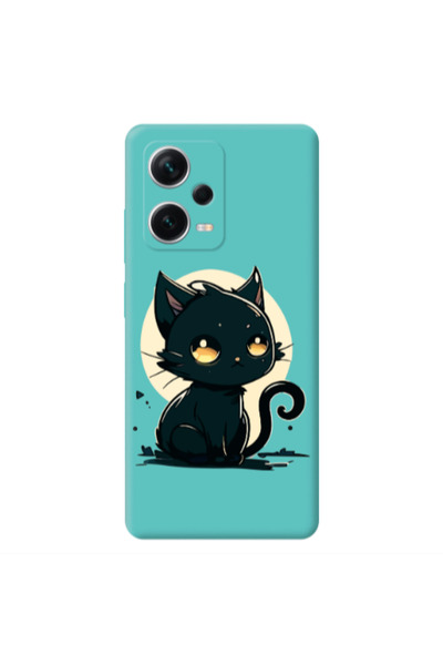 Other Xiaomi Poco X5 Black Cat Turquoise Colored Silicone TPU Θήκη