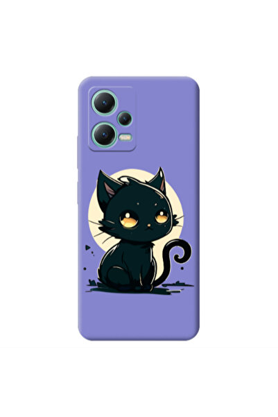 Other Xiaomi Redmi Note 12 Pro 5G Black Cat Purple Colored Silicone TPU Θήκη