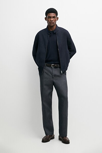 Massimo Dutti %100 keten çizgili pantolon